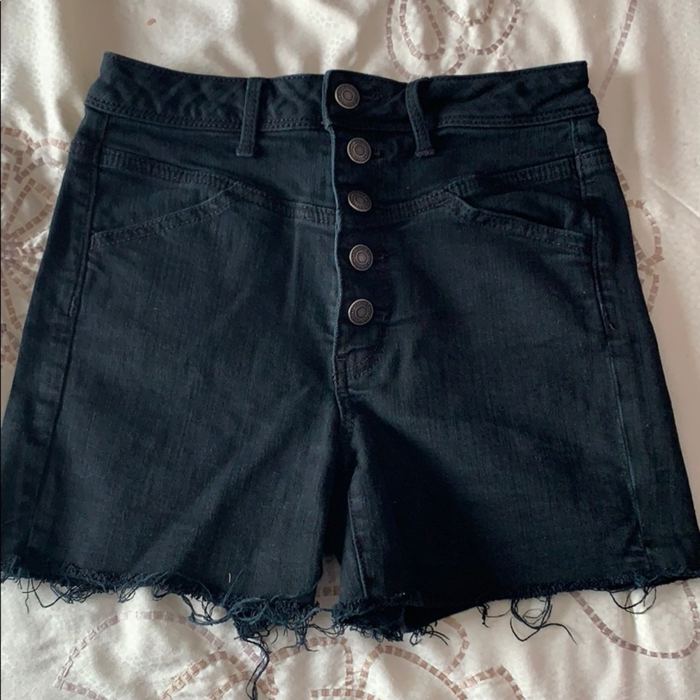 Black button up shorts